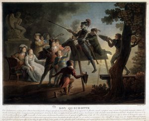 Don Quichotte et Sancho sur un cheval de bois - Unknown artist