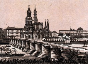 Dresde, Allemagne : vue du pont Augustus à Dresde. dans « Le Monde Illustré 168 vues» Non daté (fin du XIXe siècle) - Unknown artist