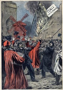 Affaire Dreyfus - Paris - 1898 : manifestation antisémite à Montmartre. Une effigie de Martin Dreyfus, frère d
