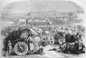 Inde anglaise 1872 : Le marché du coton de Khangaon. - Unknown artist