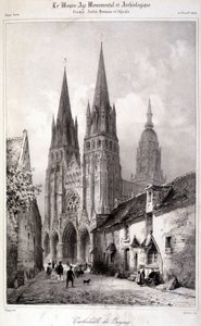 Gravure de la cathédrale de Bayeux publiée dans « Le Moyen Âge monumental et archéologique ». 19e siècle