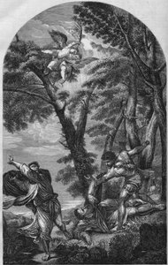Gravure montrant "Le Martyre de Saint Pierre" par Tiziano (Titien) brûle le 15 août - Unknown artist