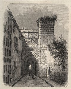 Entrée de la Medrese arabe (école supérieure) à Jérusalem où la stèle de Mesha du temple était enterrée - gravure dans 