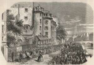 Entrée de la préfecture de police par la rue de Jérusalem au coin du Quai des Orfèvres à Paris au 19e siècle avant 1871 - Gravure dans « Tableau de Paris » par Edmond Texier 1852 - Unknown artist