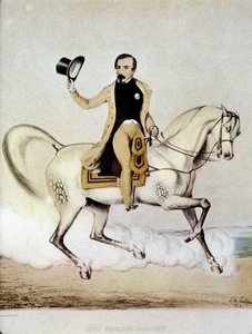 Portrait équestre de Louis Napoléon Bonaparte (Louis-Napoléon III) en civil en 1848 - Unknown artist