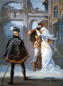 Ernani de Giuseppe Verdi, Acte II, Scène II. Chromolithographie du 19ème siècle - Unknown artist