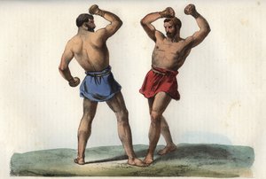 Boxeurs étrusques - gravure de « Usi e Costumi di Tutti i Popoli dell