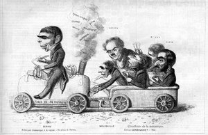 Eugène Scribe (1791-1861) auteur dramatique français « producteur dramatique à la vapeur » et ses principaux collaborateurs en 1840 : Anne Honoré Joseph Duveyrier, dit Mélesville (1787-1865), Jean François Bayard (1796-1853), Pierre François Adolphe Carmou - Unknown artist