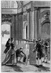 Expérience de Pierre Bouguer (1698-1758) au Dôme des Invalides (Paris) pour démontrer l