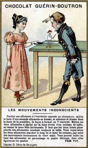 Expérience de deux enfants avec des allumettes et un couteau. Chromolithographie d