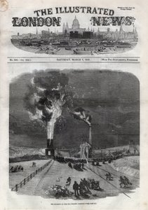Explosion à la mine de charbon de Lund Hill à Barnsley, Angleterre. Gravure dans The Illustrated London News du 7 mars. - Unknown artist