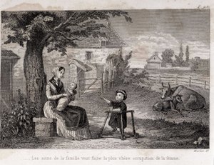Les soins familiaux feront de la femme la mère de famille la plus chère à la campagne - gravure - Unknown artist