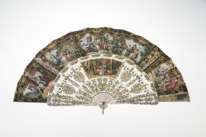 Éventail, c.1860, papier imprimé et peint, nacre, or, argent et cuivre, miroir, fabricant inconnu - Unknown artist