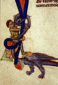Combat entre un dragon et un homme (détail) d