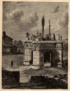 Finistère - Bretagne - Le calvaire de Pleyben - Enclos paroissial de Pleyben - gravure dans « PATRIE » - DESCRIPTION PICTURESQUE DE LA FRANCE EN 6 VOLUMES PAR LUCIEN HUARD - fin du XIXe siècle - Unknown artist