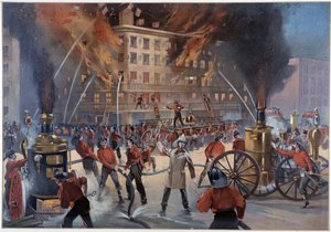 Incendie et pompiers à New York - Unknown artist