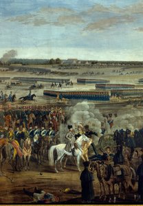 Premier Empire : Empereur Napoléon Ier (1769-1821) (sur le cheval blanc) à la bataille de Leipzig (bataille des Nations), 16-19 octobre