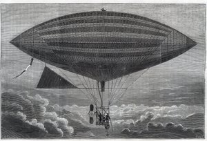 Premier aérostat électrique à hélice, expérimenté par Albert (1839-1906) et Gaston Tissandier (1843-1899) scientifiques français, éditeurs de la revue « La Nature » le lundi 8 octobre