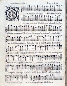 Première page de Balletti pour cinq voix par Giovanni Giacomo Gastoldi - Unknown artist