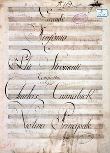 Première page de la partition musicale de la Grande Symphonie (Op. 8) par Carl August Cannabich - Unknown artist