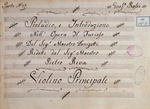 Première page de la partition pour violon, Il furioso all