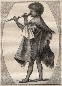 Premier voyage (1768-1771) du capitaine James Cook (1728-1779) : joueur de flûte tahitien - illustration tirée de « Les grands marins du XVIIIe siècle » - Unknown artist