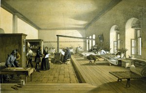 Florence Nightingale (1820 - 1910) dans un hôpital à Scutari en Turquie vers 1855 - Unknown artist