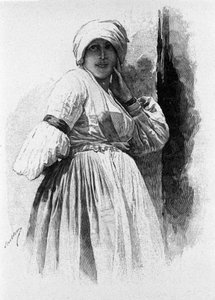 Folklore : femme en costume traditionnel de Piana degli Albanesi. Sicile Gravure du 19ème siècle - Unknown artist