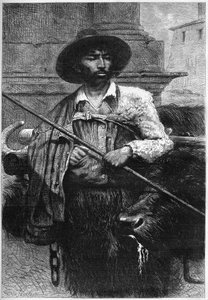 Ancien fermier : conducteur de buffles (élevage de buffles pour la mozzarella) Gravure dans "Le Monde Illustré" - Unknown artist
