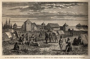 Fort Youkon, dans le golfe de Norton, Alaska, fondé en 1847, un établissement de la Compagnie de la Baie d