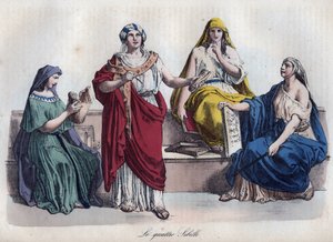 Quatre sibylles romaines - gravure de « Usi e Costumi di Tutti i Popoli dell