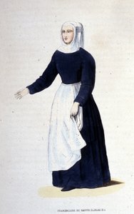 Religieuse franciscaine de Sainte-Élisabeth. Ordre fondé par Sainte-Élisabeth de Hongrie (1207 - 1231). Gravure du 19ème siècle - Unknown artist