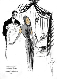 Mode française, conception de robes de cocktail dans un restaurant.