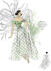 Mode française, conception de robes de danse pour la fin des années 1940.