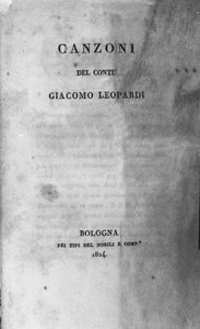 Frontispice de « Canzoni » (Chants) par le poète italien Giacomo Leopardi (1798 - 1837) 1824 - Unknown artist