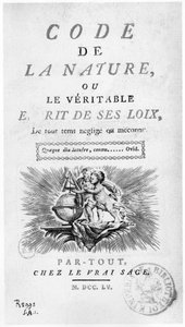 Frontispice du « Code de la Nature » : anges avec un globe - gravure - Unknown artist
