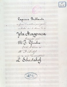 Frontispice de Capriccio brillant sur le thème de Jota Aragonese (ouverture espagnole n°1) par Mikhail Glinka - Unknown artist