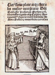 Frontispice de Clarissima plane atque choralis musice interpretati par Prasperg - Unknown artist