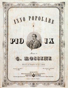 Frontispice de la partition musicale Hymne populaire pour Pie IX par Gioacchino Rossini