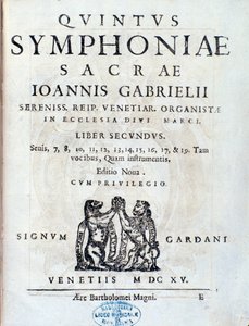 Frontispice du deuxième livre de Sacrae symphoniae par Giovanni Gabrieli - Unknown artist