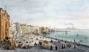Funérailles dans la baie de Naples avec le Vésuve en arrière-plan. - Unknown artist
