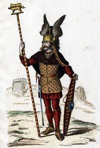 Chef gaulois portant le signe de la guerre - dans « Les Costumes civils et militaires des Français à travers les siècles Paris F. Roy 1882 »