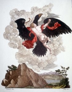 Ganymède enlevé par Jupiter (Zeus) transformé en aigle - gravure