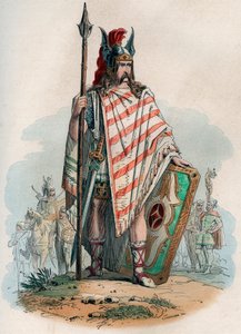 Chef germain (les barbares germaniques). Gravure de 1868 dans « Histoire de Belgique depuis les temps primitifs jusqu