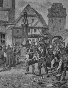 Guerre des paysans allemands (1524-1526) : Les fermiers de Berken maltraitent les Juifs - Unknown artist