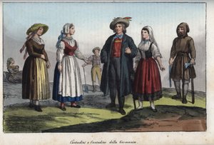Paysans allemands - gravure de "Usi e Costumi di Tutti i Popoli dell