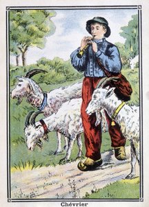Chèvre : Le gardien de chèvres jouant du pipot - Unknown artist