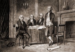 Gouverneur Morris (1752-1816), avec Adams, Hamilton et Jefferson. - Unknown artist