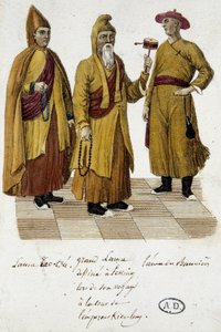 Grand Lama et Lama Lao-Tseu (?) visitant la cour de Pékin - gravure - Unknown artist