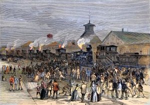 Grande grève des chemins de fer en 1877, Blocus des locomotives à Martinsburg, Virginie-Occidentale - Unknown artist